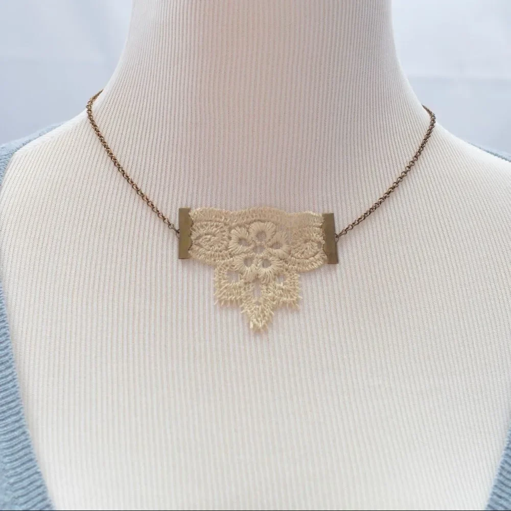 Crocheted Lace Boho Necklace - Picture 2 of 5